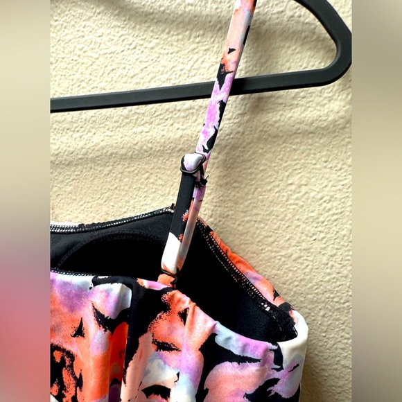 Time and Tru Floral One Piece Swimsuit - Black, Pink, Orange size XL - Picture 4 of 6